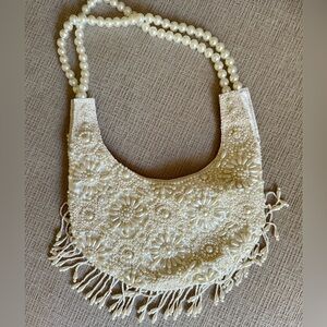 Ivory beaded pearl bag